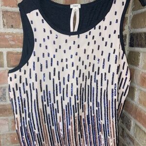 Tiny by Anthropologie Holiday Top size L  Navy Gold Sequins